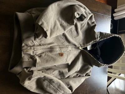 Chaqueta Carhart Detroit Beige Mediana Años 90 De Colección, Forrada con Edredón, Hecha en EE. UU. Foto 1 de 4