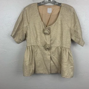 Anna Sui Sakko Gold Champagner Schößchen Rosette Druckknöpfe Seidenmischung - 12 - Bild 1 von 8