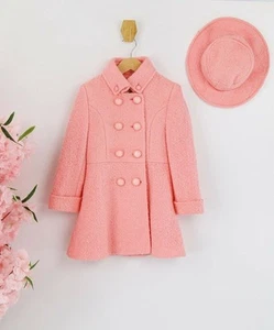 Madden Girl Coat Girls 6 Pink Double Breasted Wool Blend Pea Coat Dressy Jacket - Picture 1 of 5