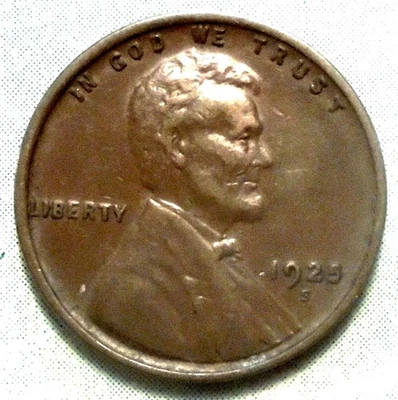 1925 S Wheat Cent AU+ ABOUT UNCIRCULATED PLUS Brown Low 26.4 Mill San Francisco! - Image 1 of 3