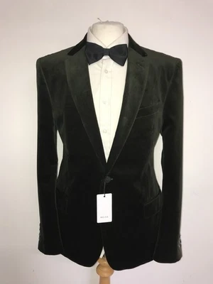 REISS - Mens Slim Fit DARK GREEN VELVET JACKET - 44 Reg - BNWT £275 - Image 1 of 4