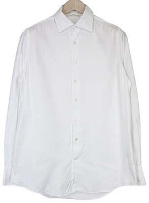 Suitsupply Uomo Camicia Formale ~ S Slim Cotone Bianco Aperto Collo Manica Lunga - Immagine 1 di 4