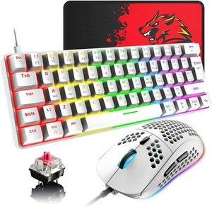 Wired 62 Keys Gaming Keyboard Mouse Combo Mechancial Rainbow RGB Backlit PC Xbox - Picture 1 of 23