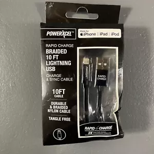 PowerXcel Rapid Charge Braided 10 Ft. 8 Pin Connector USB Charge & Sync Cable - Picture 1 of 24