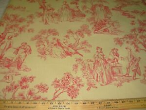  3 4/8 YDS LEWIS&WOOD VICTORIAN TOILE~DRAPERY COTTON UPHOLSTERY FABRIC FOR LESS~