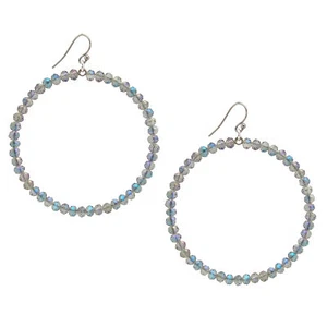 Pendientes de aro de plata Chan Luu de 2,25 pulgadas en cristales azules Allure - Imagen 1 de 6
