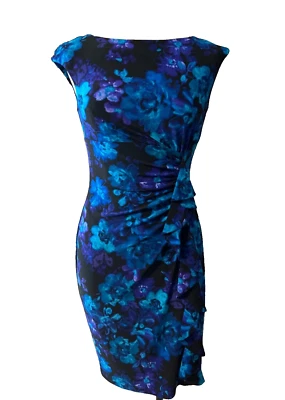 Vestido American Living Ralph Lauren 4 púrpura azul elástico funda carrera iglesia Foto 1 de 4