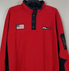 RLX RALPH LAUREN HERREN FLEECE JACKE PULLOVER ROT 1/4 REISSVERSCHLUSS USA FLAGGE (GRÖSSE 3XLT) - Bild 1 von 11