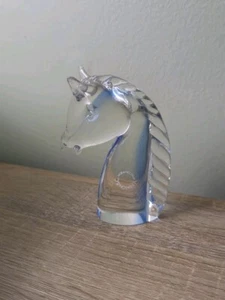 V.Nason & C Murano kristallklar/blau Kunstglas Pferdekopf Skulptur Schachritter - Bild 1 von 11
