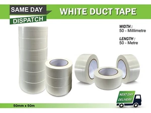 Weißes starkes strapazierfähiges Duct Gaffer Tape wasserdichtes Gewebeband 50 mm x 50 m - Bild 1 von 2