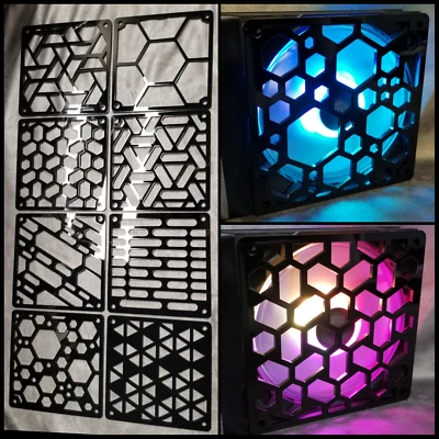 Computer Fan Grill 120mm x 120mm 黑色 激光切割 丙烯酸 定制 PC Modding — 第 1/2 张图片