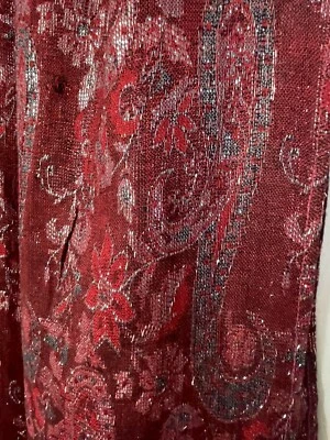 Collection Eighteen 74x 20" Red Paisley Persian Pattern Scarf Shawl Wrap - Image 1 of 4