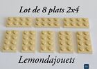 Lego 3020 - Lot De 8 Plats 2 X 4 Tan Beige Plat Plate Plaque 2X4 - 4X2