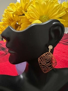 BEAUTIFUL CLEAR STONE CHANDELIER EARRINGS COVERED WITH 18K GOLD FROM BRAZIL - Picture 1 of 2