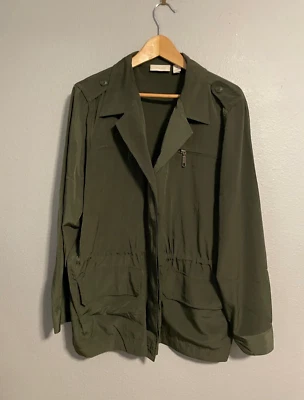 Chicos Womens Jacket Size 4 US XXL Green Lightweight Button Up Utility FLAW - Image 1 of 4