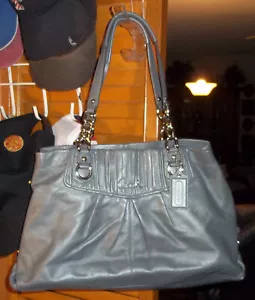 Coach Leather Satchel, Purse Shoulder Bag, Gray - Picture 1 of 9