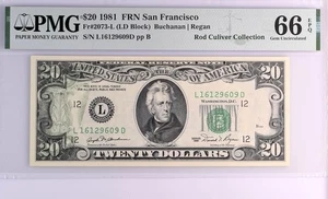 1981 $20 Federal San Francisco Fr# 2073-L PMG 66 EPQ "Offset Printing Error" - Picture 1 of 2