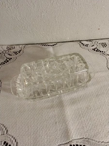 Anchor Hocking Early American Prescut Star of David Glass Covered Butter Dish - Picture 1 of 3