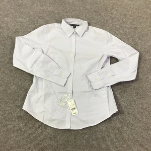 Brooks Brothers Shirt Womens 4P Petite White Lilac Geometric Button Down NWT - Picture 1 of 13