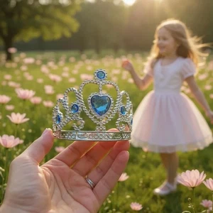Majestic King/Queen Crown – Silver Plastic Royal Fancy Dress for Kids & Children - Picture 1 of 2