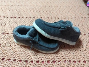 Falls Creek Infant Shoes Size 8 Gray Faux Fur Lined Loafers - Picture 1 of 4