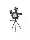 Large Metal Vintage Look Retro Black Camera Mantel Clock 000791