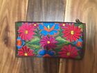 BAMBOO TRADING COMPANY WOMEN WALLET PENCIL CASE EMBROIDERY FLOWERS NWOT