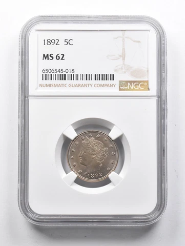 MS62 1892 Liberty V Nickel NGC *1455 Cover