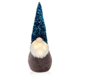 Christmas Gonk Gnome Decoration Santa Figurine LED Lit Nose B/O 45cm Teal Hat - Picture 1 of 2