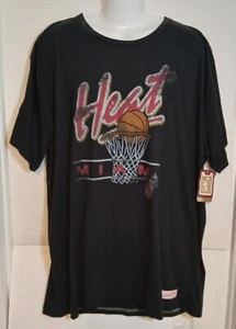 Miami Heat Mitchell & Ness Black Tee Men's 4XL - Picture 1 of 6
