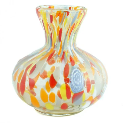 Murano Glasvase Kerzenständer Gelb Rot Blau Orange Handgefertigt Millefiori - Bild 1 von 4