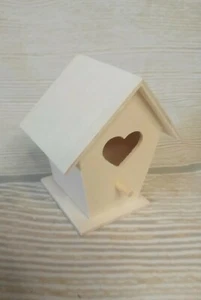 New! Unfinished Mini Wooden Birdhouse Arts Crafts Paint or Stain Decor Tier Tray - Picture 1 of 14