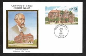 #UX155 19c  University of Texas -Medical Branch-Postal Card- Colorano "Silk" FDC - Picture 1 of 2