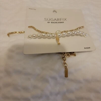Juego de 2 tobilleras Sugarfix By Baublebar oro crema sin níquel perla ajustable Foto 1 de 4