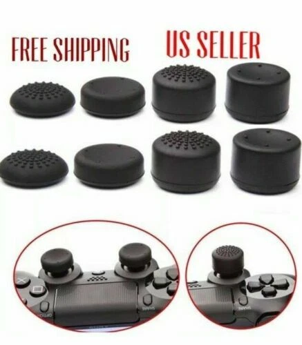 8pcs Black Silicone Thumb Stick Grip Cover Caps For PS4 & Xbox One Controler USA - Image 1 of 2