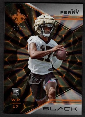 2023 AT Perry Panini Black Football Citrine Rookie RC /25 Saints #182 - Image 1 of 2
