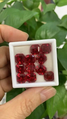 Lab Grown Ruby Blood Red Ruby Emerald Cut Asscher AGL Certificate Loose Gemstone - Image 1 of 4