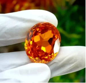 95 Ct GIE Certified Natural Orange Zircon Cambodian Oval Shape Loose Gemstone - Picture 1 of 6