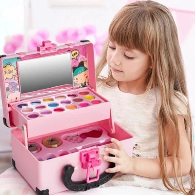 Girls Kids Makeup Kit Pretend Make Up Remover Real Washable Princess Set UK NEW