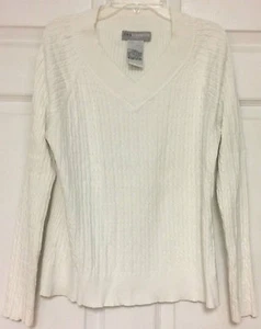 Sag Harbor Sport Womens Sweater Size XL Petite Ivory Cable Knit 70 - Picture 1 of 4