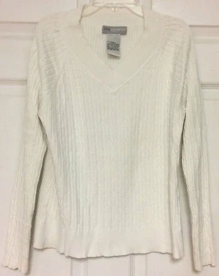 Suéter deportivo Sag Harbor para mujer talla XL pequeño marfil tejido con cable 70 Foto 1 de 4