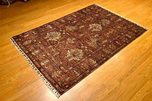 4,2x6,2 feine Qualität handgefertigt Gemüsefarben Naturwolle einer von einem Kind Afghan Teppich - Bild 1 von 14