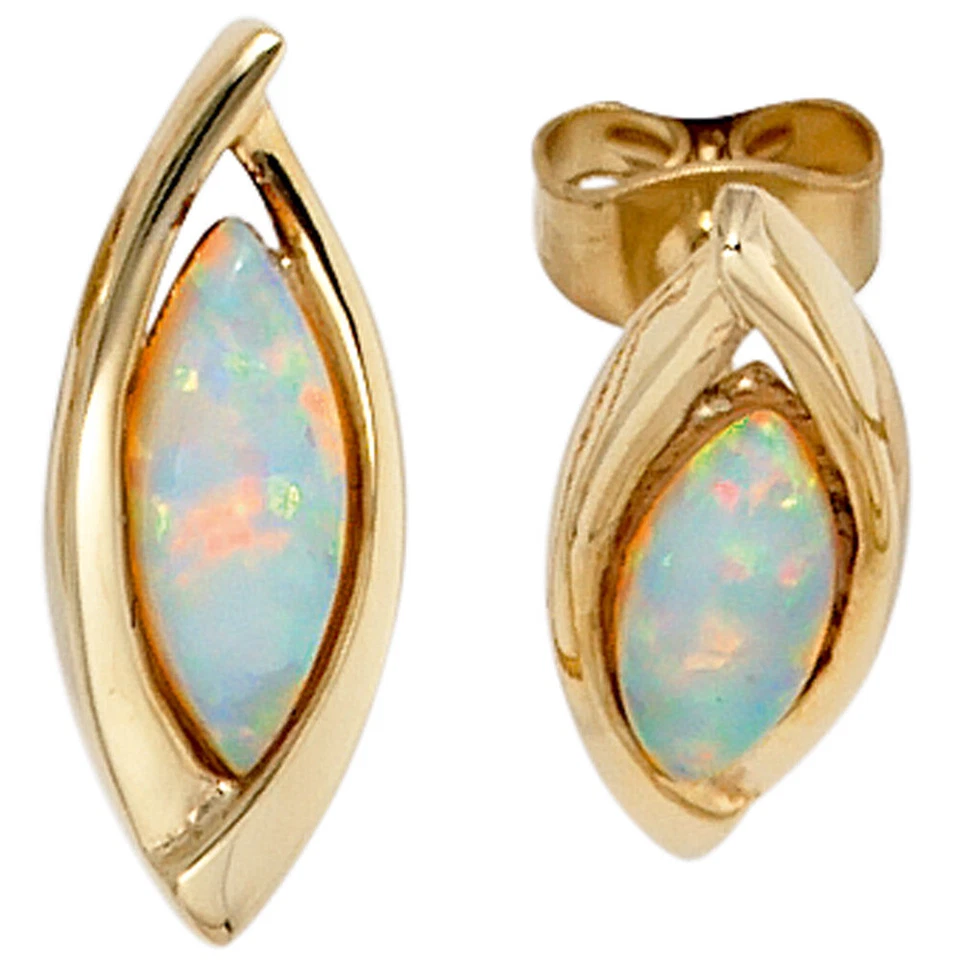 Ohrstecker 375 Gold Gelbgold 2 Opale Ohrringe A36339