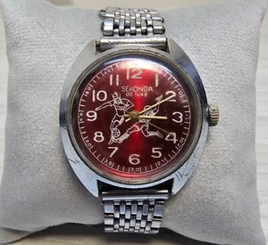Rare Soviet Watch SEKONDA de Lux Football USSR Men's Mechanical Wristwatch - Picture 1 of 21