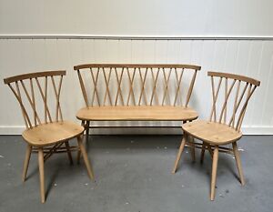 Original John Lewis Shalstone Ercol Chairs And 2 Seater Bench, Superb Condition