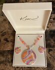 NWT Kim Rogers Pink Rhinestone Bling Necklace and Earrings Set