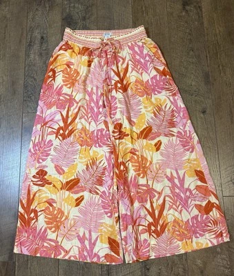 Pantalones de Playa Boho Cortos Pierna Ancha Floral Tropical Alto Hippie Talla M Foto 1 de 4
