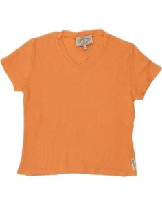 ARMANI Womens Crop T-Shirt Top UK 14 Medium Orange Cotton AY02 - Picture 1 of 4
