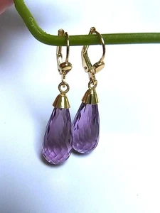 SCHMUCK-STCK OHRRINGE AMETHYST 375 GOLD FACETTENREICH BY SOGNI D'ORO 744 PENDEL - Picture 1 of 1