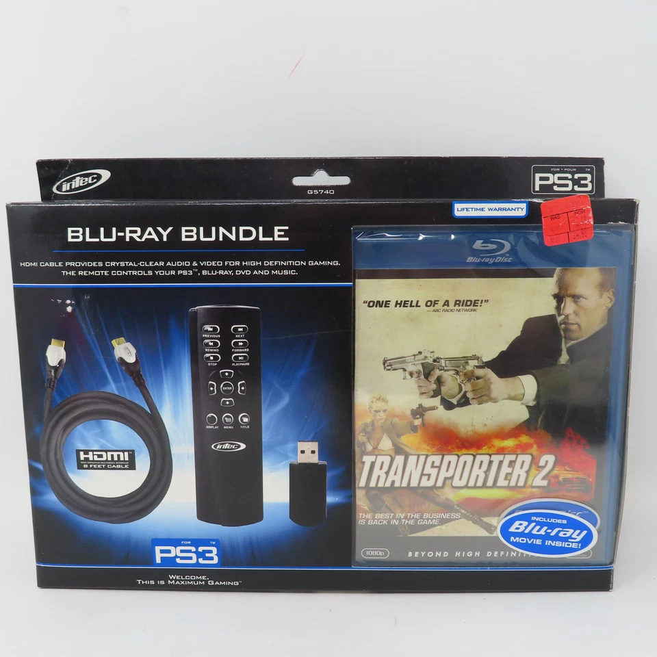 Blu-Ray Bundle For PS3 HDMI 8' Cable, Remote Control, & Transporter 2 Blu Ray - Image 1 of 4
